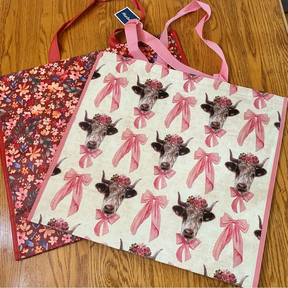 TJ Maxx Cow Print Bow Tote Bags 2/$25 Cute Western Cowgirl Shopper